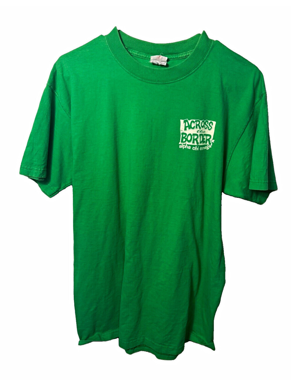 2000s OU Alpha Chi Omega “Across the Border”Graphic Print T-Shirt Green